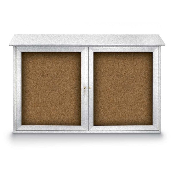 Indoor Enclosed Combo Board, 48"x36", Bronze Frame/Blue & Cork
